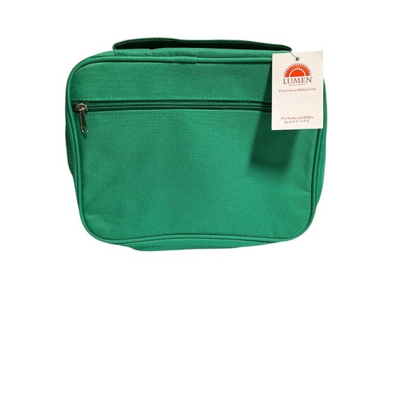 Lumen Green Poly Canvas Bible Cover With Zippered Pocket & Handle - Picture 3 of 6